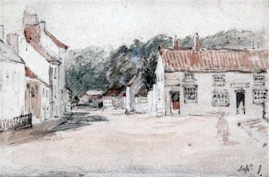 Attributed to John Constable R.A. (1776-1837) A Village Street, 3.5 x 5in.